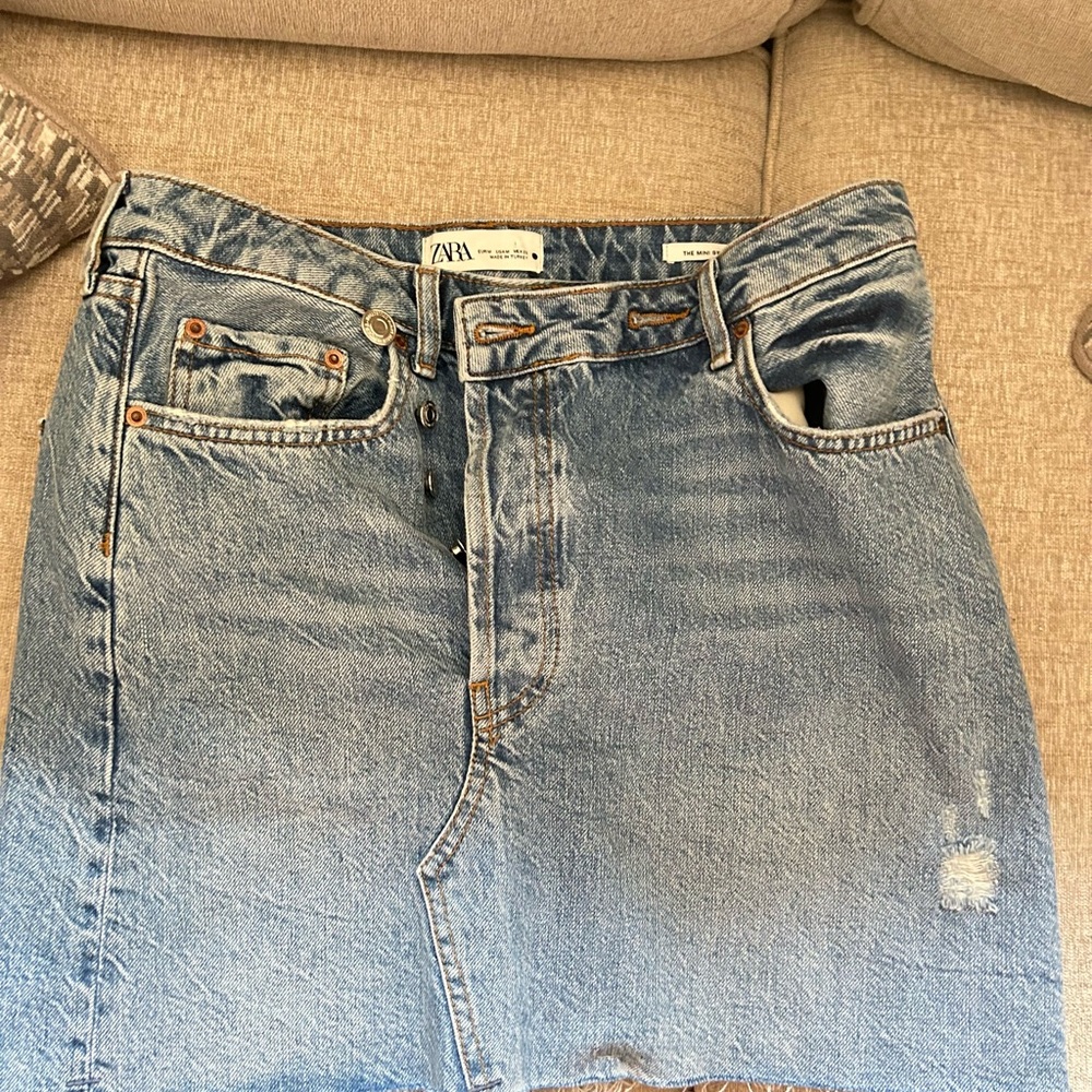 Zara Light Blue Denim Jean Skirt